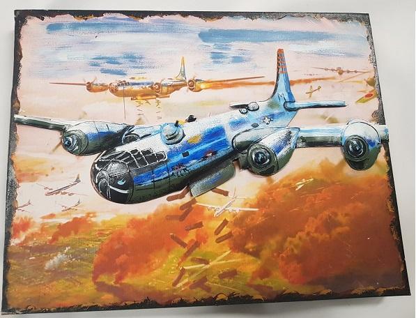 Schilderij Metaal ; B17 Strato Fortress 3D Handgeverfd   AANBIEDING-2105-a